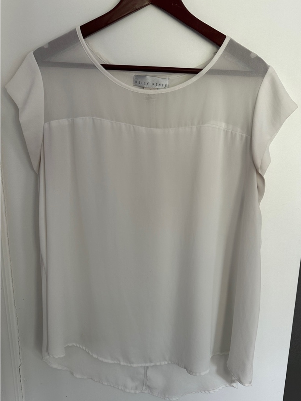 White Sheer Cap Sleeve Blouse